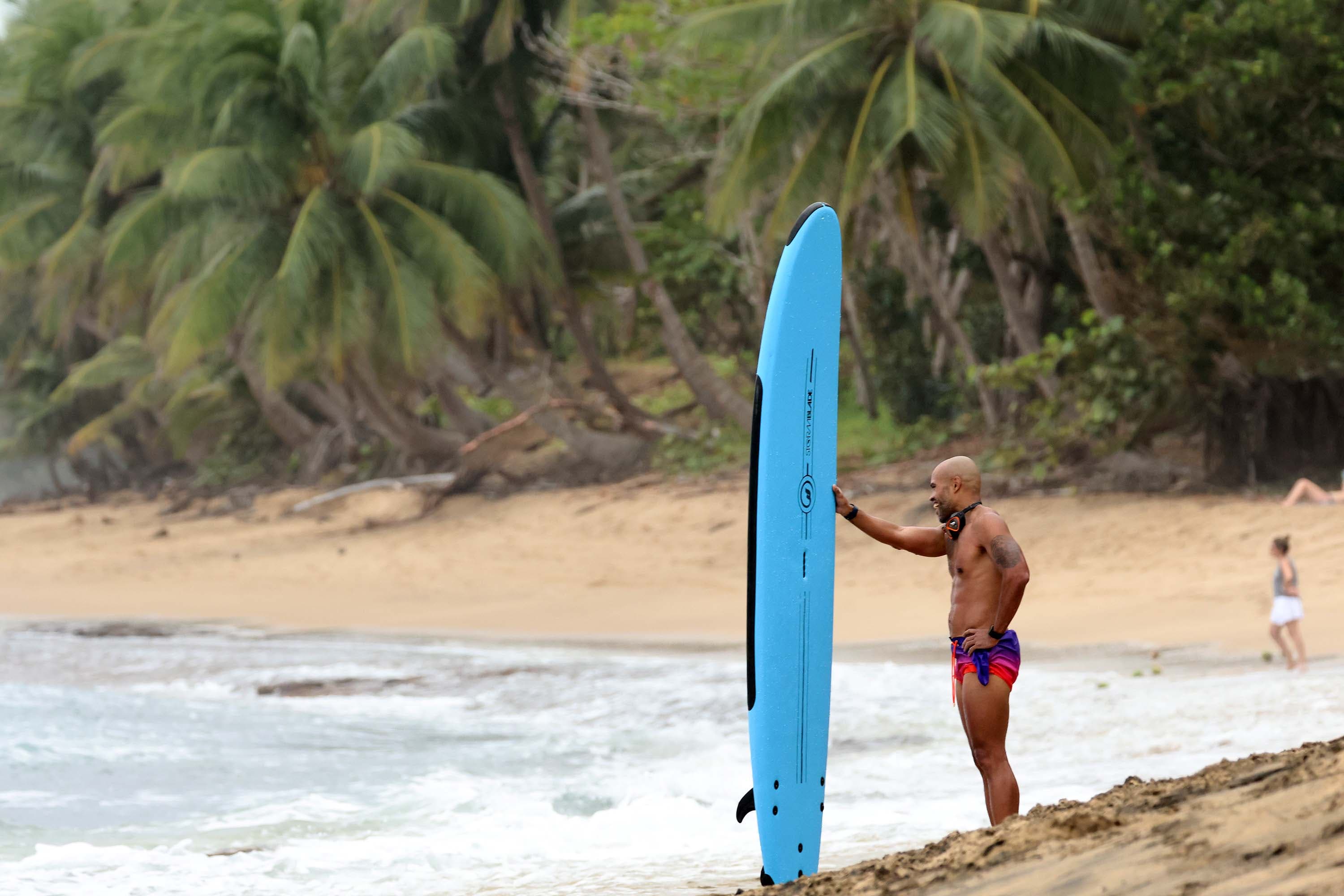Surfboard at a small cove