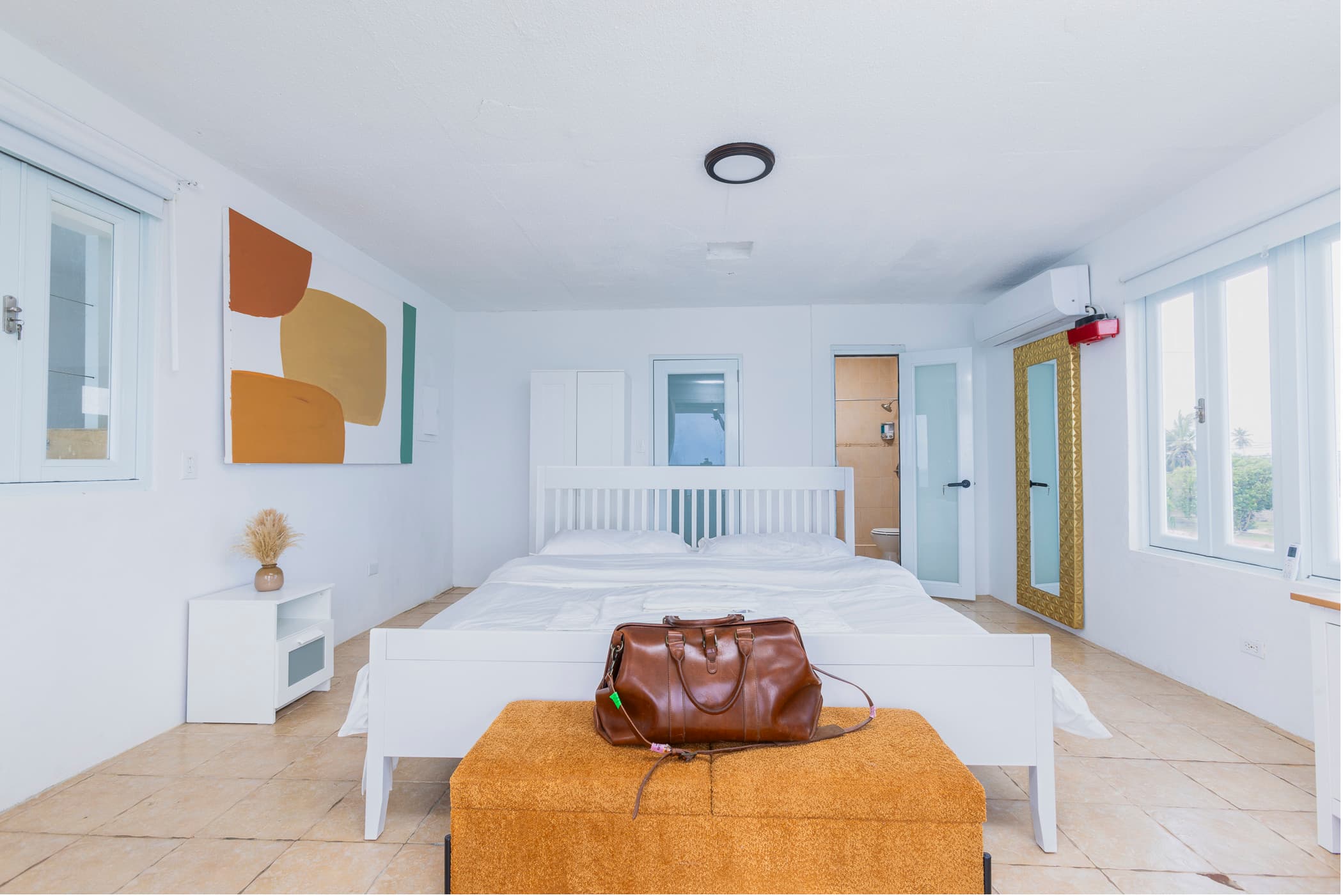 Wide view of the master suite layout